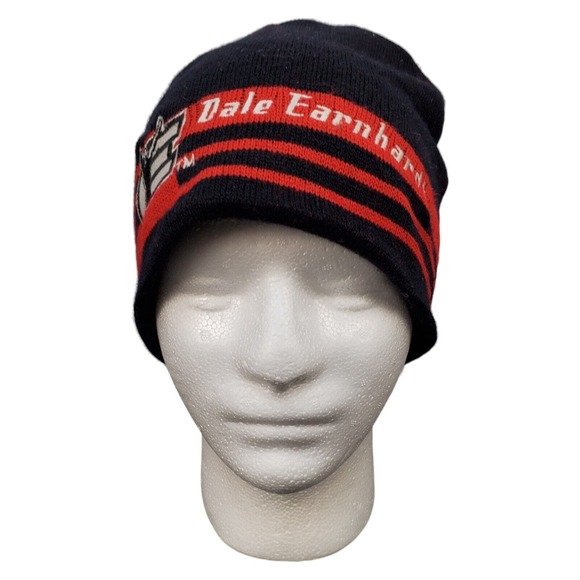 Vintage‎ 90s NASCAR Racing Dale Earnhardt Beanie Cap Unisex Black Red Acrylic - Picture 1 of 12